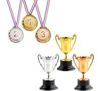Hayaww 6 Pezzi Medaglie da Trofeo Set Bambini di Aggiudicazione Trofei Mini Premio Trofei Giocattolo Medaglie di Plastica Gold Trophy Bambini Trofeo Medaglie Trofeo Coppa Trofeo Giocattolo per Bambini