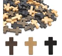 Hayaww 90 Pcs Ciondoli A Croce In Legno, Croce Pendenti Perline Piccolo Crocifisso Ligneo, 3 Colori, Per I Favori Di Partito, Domenica Scuola Fai Da Te