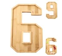 Hayaww vassoio per alimenti con numeri Vassoio con Numeri di Compleanno Festa di Compleanno Riempibile Numero di Cartone Legno Numero per salumi in legno per alimenti (6/9)