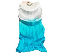 Hayaww Ventaglio Di Danza Lungo In Seta, 1.8m, Per Le Grandi Prestazioni, Intrattenimento, Donne, Mano Destra (Blu)