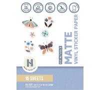 HAYES PAPER, Carta Adesiva in Vinile per Stampanti Inkjet, 15 fogli Premium Opachi Resistenti all'Acqua, misura A4.