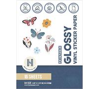 Hayes Paper Co. Carta Adesiva in Vinile per Stampante Inkjet, 15 Fogli Lucidi Resistenti all'Acqua, misura A4