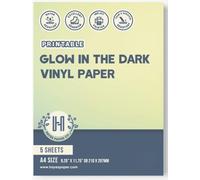 Hayes Paper Co. Carta adesiva stampabile fosforescente in vinile, formato A4, 5 fogli, perfetta per disegni unici e accattivanti