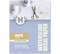 Hayes Paper Co. Carta per Decalcomania ad Acqua Inkjet BIANCA 20 Fogli Premium con Trasferimento ad Acqua, Bianca stampabile trasferibile ad acqua, decalcomania, misura A4