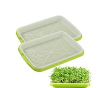 HAYGEM 2 Pezzi Vassoio per Piantine Idroponico, Rettangolare Germogliatore Senza BPA, Germogli Semenzaio Rete a Doppio Strato, Adatto per la Germinazione dei Semi e la Coltivazione di Microverdure