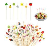HAYGEM 200 Pezzi Stuzzicadenti Monouso in bambù, Stuzzicadenti per Feste Artistici Creativi da 12 cm, Stuzzicadenti Decorativi per Decorare Piatti di Frutta, Snack in Occasione di Matrimoni e Feste
