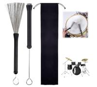 HAYGEM Poignée en Caoutchouc Confortable Spazzole Tamburi Bastoni,a Suspendre Spazzola Metallica Retrattile, Noir Inossidabile per Jazz Drum, Brosse a Tambour pour les Batteurs et les Débutants