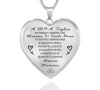 HAYOUWAY Collana con cuore a catena e testo motivazionale per mia figlia, ciondolo, a catena, regalo di compleanno ispiratore da parte di mamma e papà