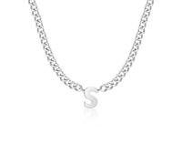 HAYOUWAY Collana da uomo con ciondolo a forma di lettera A-Z, da uomo, in argento, in acciaio inox, per anniversario, San Valentino, regalo di compleanno, per uomo, papà, amico, figlio, ragazzo