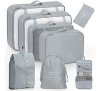haysence Organizer Valigia 8 Pezzi Set, 8 in 1 Organizer da Viaggio, Organizer Valigia Salvaspazio, Sistema di Cubo di Viaggio per vestiti, scarpe, cosmetici (Grigio Scuro)