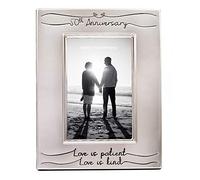 Haysom Interiors Beautiful Two Tone Silver Plated 50th Anniversary 4" x 6" Picture Frame with Black Velvet | Unique and Thoughtful Gift Idea
