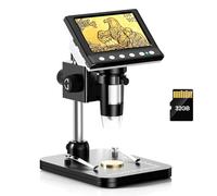 Hayve Microscopio a moneta IPS da 4,3", ingrandimento 1000x, per adulti, con 8 LED regolabili, compatibile con Windows, scheda TF da 32 GB