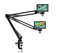 Hayve Supporto a braccio per microscopio, staffa in metallo regolabile con morsetto e base di passacavo, supporto per microscopio a moneta, compatibile con i modelli DM4 DM9 MS1 MS3 e la maggior parte