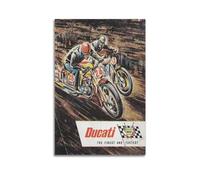 HAYZE Poster decorativo da parete e arte vintage con motocross Ducati su tela, 60 x 90 cm