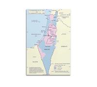 HAYZE Poster decorativo su tela con mappa dei confini di Israele e Palestina, poster artistico da parete, 60 x 90 cm