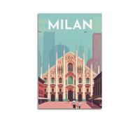 HAYZE Poster vintage da parete e arte su tela, motivo: città Milano, 40 x 60 cm