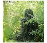 HAZARA 5 in 1 3D Ghillie Suit da Uomo Abbigliamento da Caccia Mimetico Abito Gillie Compresi Giacca,Pantaloni,Cappuccio,Borsa per Il Trasporto per Militari,Cecchini Softair,ForestGreen-Adults