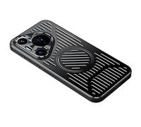 HAZARA Magnetica Metalli Cover per Huawei Pura 70 Ultra/70 Pro/70 PRO+/70, Lega di Alluminio per Aviazione Sottile Custodia Dissipazione del Calore,Nero,70 PRO+