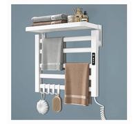 HAZARA Scaldasalviette Elettrico Bagno 50 * 50cm, Scaldasalviette Caldo con Timer/Temperatura Regolabile/Display a LED, Stendino Elettrico per Asciugamani,White