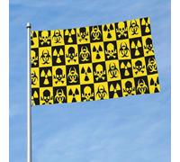 Hazard Pattern Nuclear Skull And Cross Bones Atom Bandiere Colore Vivido Bandiera Con 2 Occhielli Bandiera Da Giardino Per Cortile Feste Giardino 3X5Ft