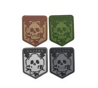 Hazard Tactical Morale Patches, toppe militari con teschio in gomma PVC con retro a gancio, confezione da 4 pezzi, marrone, verde, grigio e nero, 6,1 x 7,7 cm