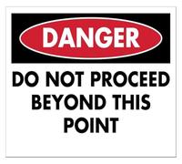 Hazard Zone Stop Beyond Threshold Notice Tin Sign For Plant 12x8 Inch