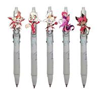 Hazbin Hotel Merch Alastor Angel Dust Charlie - Set di 5 penne Hazbin Hotel, set di cancelleria per ragazzi e ragazze, materiale scolastico, penne a sfera, unisex, idea regalo (inchiostro nero 0,5 mm)