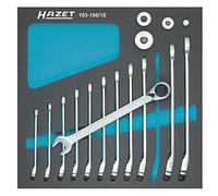 Hazet 163-186/16 Serie Di Chiavi Combinate A Forchetta/Ad Anello Con Cricchetto Con Adattatori Ad Attacco Quadro, Multicolore, Numero Utensili 16