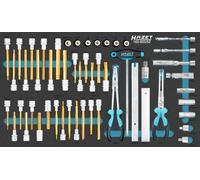 HAZET 163-603/52 Set di bussole per cacciaviti, 52 pezzi, 4-20,8 mm, M6-M16, T20-T55, TORX interno, multi-dente XZN, pinze per candele, impugnatura a T'.