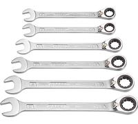 Hazet 606/6-1 Serie di Chiavi Combinate a Forchetta/Ad Anello con Cricchetto, Argento, Numero Utensili 6