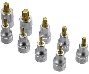 Hazet 992/9 Serie di Inserti Chiave a Bussola per Giraviti Torx, Oro, Attacco Quadro, Cavo, 12.5 mm 1/2 di Pollice