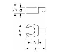 Hazet 6612C-22 Chiave ad Anello ad Innesto Aperto, Argento, Attacco Quadro ad Innesto 9 X 12 mm