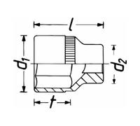 HAZET Inserto chiave a bussola 3/8", a doppio esagono Quantità:1