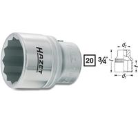 HAZET Inserto Per Chiave A Bussola 24Mm 3/4" 20Mm Doppio Esagono 1000Z-24