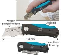 HAZET MINI UTILITY KIFE - Coltello con lama di bloccaggio - Punto Clipp - ABS Sintetico - Nero - Blu chiaro - 10 cm - 5,7 cm (2 NEW