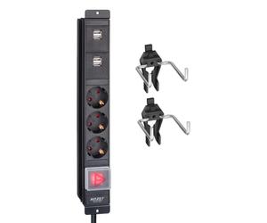 HAZET Presa di corrente 161N-5D , 3x prese Schuko 230V, 2x USB-A, 2x USB-C - cavo da 205 cm, interruttore a levetta, da integrare nel carrello da officina 179NXXL-8D'.