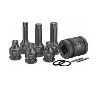 HAZET Serie di inserti chiave a bussola per giraviti e avvitatori ad impulso 990S/11, Attacco quadro, cavo, 20mm (3/4"), Attacco quadro, cavo, 12,5mm (1/2"), Attacco esagonale esterno 24mm, Profilo po