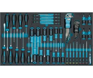 HAZET Set di cacciaviti 163-480/57N, 57 pezzi, PH00-PH3, T5-T40, a taglio, Phillips, esagono interno, profilo TORX interno, incluso set di cacciaviti offset e tester di fase