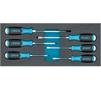 HAZET Set di cacciaviti 163-522/6N, 6 pezzi, a taglio (0,8x4,5-1,2x7) e Phillips PH1-PH3, con calotta metallica per applicazioni potenti'.