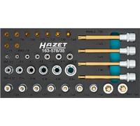 Hazet Set di chiavi a bussola TORX 163-587/35, 35 pezzi, con chiave quadra da 1/4 e 1/2 di pollice, TORX interna ed esterna, misure E6-E24 e T8-T50 per applicazioni versatili'.