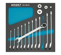 Hazet 163-186/16 Serie Di Chiavi Combinate A Forchetta/Ad Anello Con Cricchetto Con Adattatori Ad Attacco Quadro, Multicolore, Numero Utensili 16