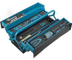 HAZET valigetta portautensili in metallo 190/79 79 pezzi, con martello, cricchetto reversibile, pinze e lucchetto valigetta di montaggio mobile con assortimento professionale