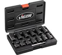 HAZET ViGOR Set di estrattori a spirale V2404N, azionamento di dadi con teste tonde tornite, attacco quadro da 1/2 pollice (12,5 mm), profilo estrattore per viti esterne