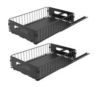 HazLope Cassetto Scorrevole Cucina, Organizzatore per armadio scorrevole con guida silenziosa, Range spezie e utensili, portaoggetti sotto lavello in acciaio al carbonio nero (set di 2)