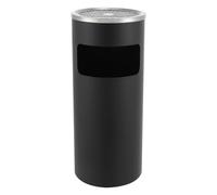 HazLope Cestino per la spazzatura, posacenere con piastra estinta, resistente alla pioggia, anticorrosione, altezza 15 l, base pesante, giardino, terrazza, nero