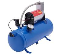 HazLope Compressore d'aria per auto, 12 V, 150 psi, serbatoio da 6 l, spegnimento da 8 bar, motore in rame, tubo da 3 m, salvaspazio, 38 x 14 x 30 cm, autostrada, campeggio, camion auto, blu