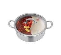 HazLope Pentola divisa 30 cm in acciaio inox 304, pentola calda con separatore a 2 scomparti, casseruola fonduta cinese con coperchio in vetro, pentola a doppio sapore per gas induzione famiglia