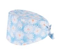 HAZMA Cuffietta Chirurgica, Cuffia Chirurgica Donna,Cappello Bouffant Regolabile Con Fascia Sudore Cappelli Da Lavoro Unisex Varietà, Per Medici Chef Cuffie Da Doccia(Margherita Blu E Bianca)