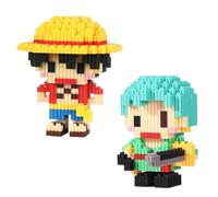HAZMA One Piece Building Blocks Set, 2 Pezzi Mattoncini,One Piece Bambini Educativo Giocattolo Blocks Anime Model Micro Blocks 3D Puzzle Mini Diy Blocchi Per Ragazzi Ragazze Decompressione Regalo(B)