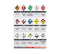 HAZMAT Reference Poster Dangerous Goods Classes Chart Canvas Wall-Art for Warehouse Office Decor Chemical GHS Pictograms Educational(Framed,16x24inch(40x60cm))